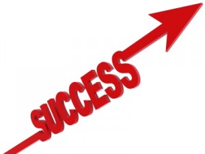 Success in red with arrow going up.