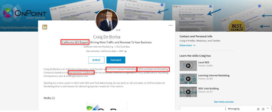 Optimizing a Linkedin profile.
