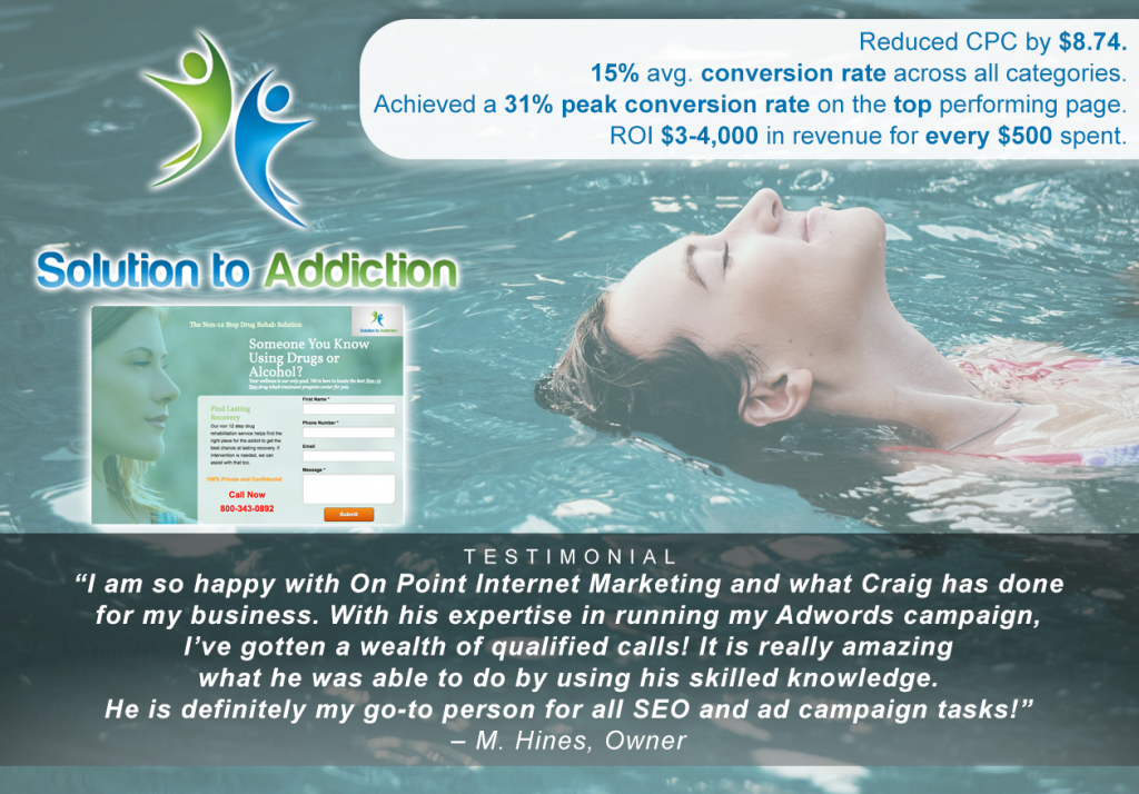 Drug rehab digital marketing materials for this case study campaign.
