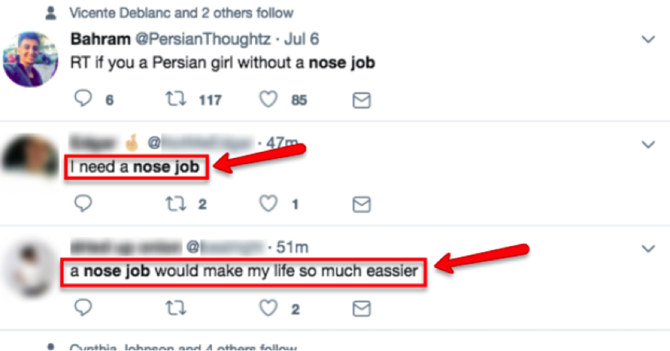 Forum search for people seeking a nose job surgeon.